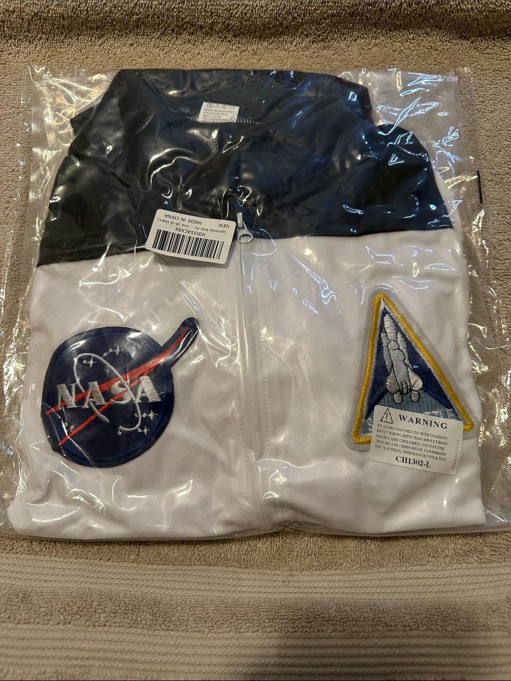 Kids White and Black NASA Space Suit Jumpsuit